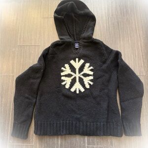 Vintage GAP Black Sweater with White Snowflake Design